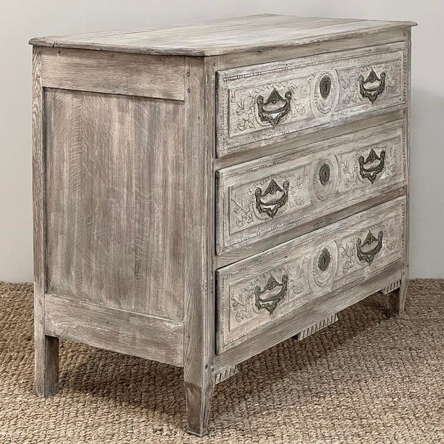 Wood 18th Century Country French Whitewashed Commode With Bronze Hardware For Sale - Image 7 of 18