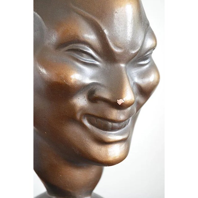 Brown Mid-Century Ceramic Head, 1950s For Sale - Image 8 of 12