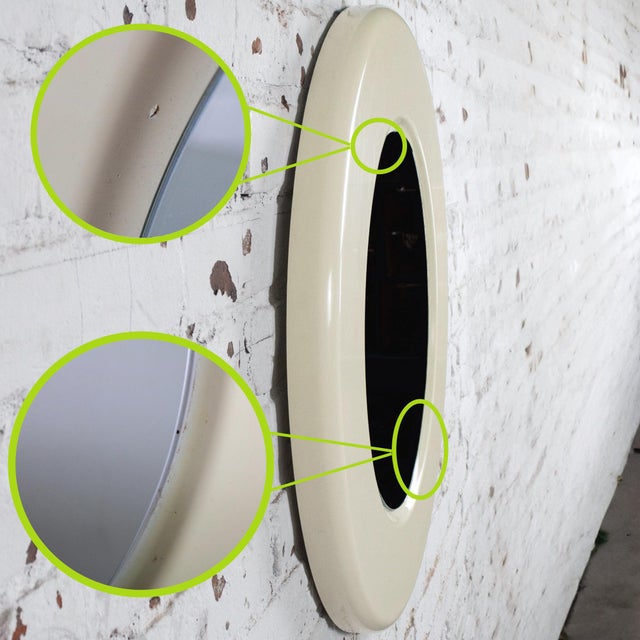 Late 20th Century Modern Wall Mirror W/Round Off White Plastic Frame For Sale - Image 15 of 18