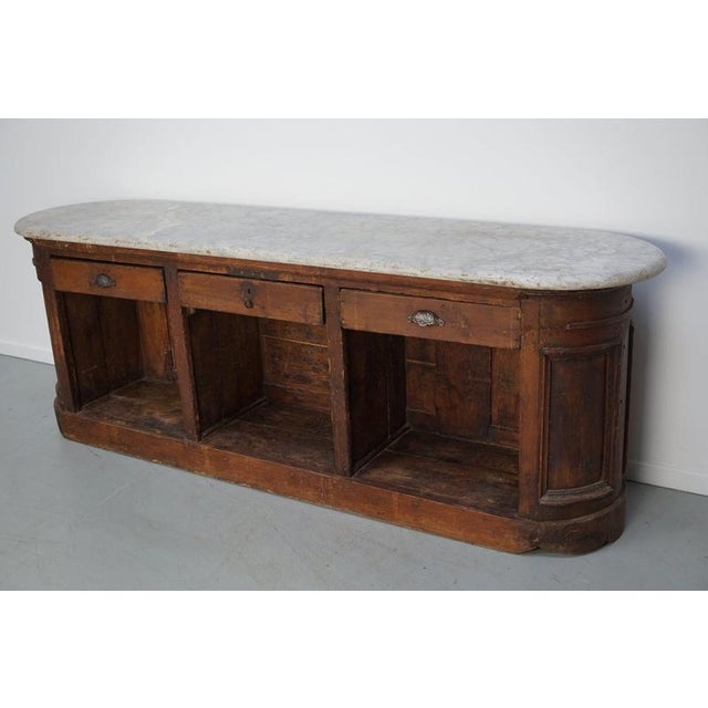 Antique Dutch Pitch Pine & Marble Shop Counter Cabinet / Kitchen Island, 19thc For Sale - Image 13 of 18