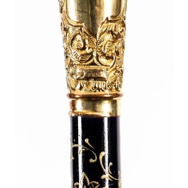 Antique French Gold Plate Walking Stick in Sevres Porcelain, 1800s For Sale - Image 11 of 18