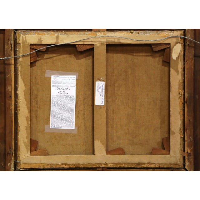 19th Century French Sheep Painting in Carved Gilt Frame Signed Charles Clair For Sale - Image 10 of 12