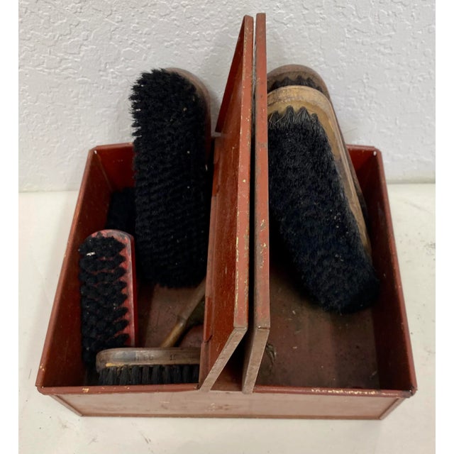 Metal Antique Metal Shoeshine Kit From London 1910 For Sale - Image 7 of 12
