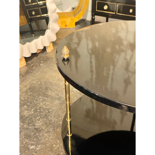 Early 21st Century Italian Brass Bamboo and Black Lacquered Etagere Table For Sale - Image 5 of 7