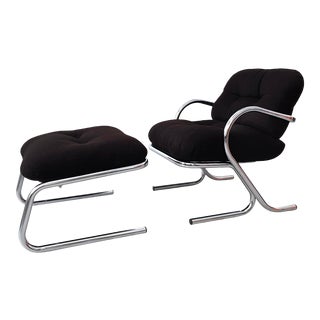 Mid Century Modern Jerry Johnson Chrome Lounge Chair With Ottoman For Sale