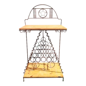 Hand Forged Iron Wood Texas Star Rustic Ranch Style Dry Bar