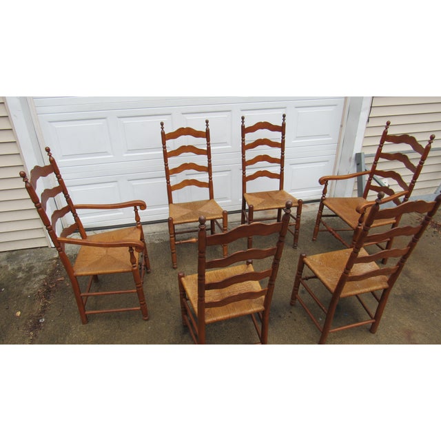 Item: Rush Dining Room Chairs Details: Great Designer Look Six Side Chairs Laddeback Design Great Carvings Rush Seats...