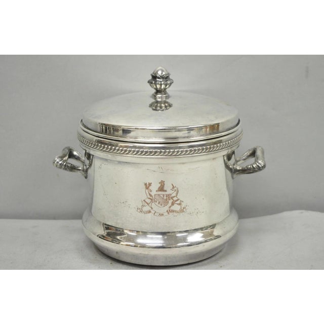 Vintage Fb Rogers English Regency Silver Plated Coat of Arms Covered Ice Bucket For Sale - Image 17 of 17