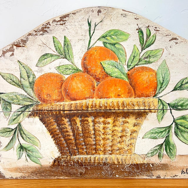 Unique hand painted decorative panel made on old wood depicting an example of craftsmanship inspired by the eighteenth-...