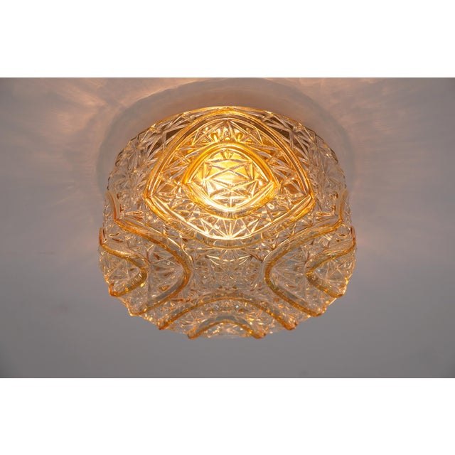 Roiund 3D Amber Glass Flush Mount Lamp by Limburg, Germany, 1960s For Sale - Image 14 of 15