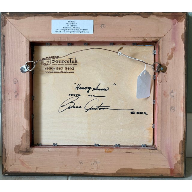 Sky Blue Original Bill Anton "Heavy Snows" Oil on Board 2012 Signed Front and Back For Sale - Image 8 of 9