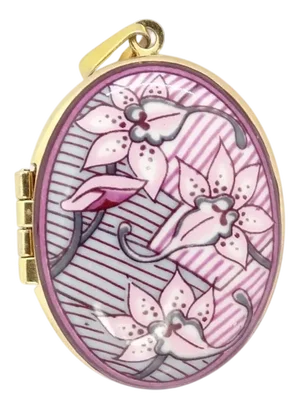 19th Century Reliquary Pendant in Enamel & Gold Plating by Michaela Frey, Austria, 1950s