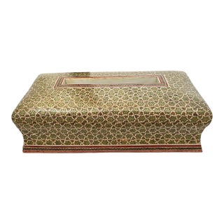 Handmade Khatam Inlay Wooden Tissue Box Cover Marquetry Mosaic Design For Sale