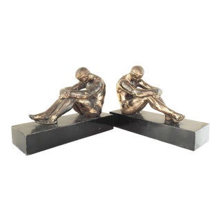 Vintage Ronson Art Deco Greek Athlete Bookends For Sale