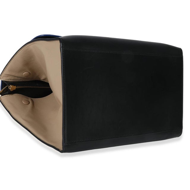 Blue Black Cream Suede Grained Calfskin Small Trapeze Bag For Sale In New York - Image 6 of 9