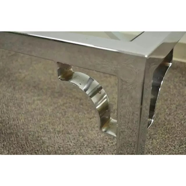 Silver Mid Century Modern Chrome X-Frame Glass Top Hollywood Regency Coffee Table For Sale - Image 8 of 10