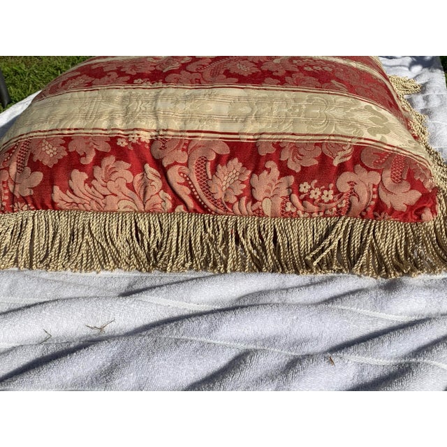 Italianate Scrolled Square Silk Pillow For Sale In San Diego - Image 6 of 12