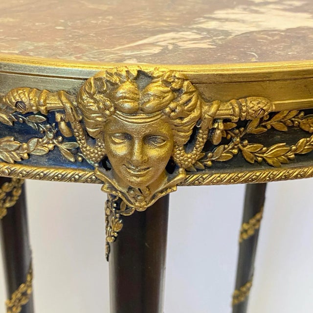 Gilt Bronze and Marble Side Table in Louis XVI Style For Sale - Image 4 of 12