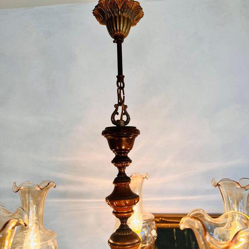 Vintage Farmhouse Chandelier with 5 Arms For Sale - Image 5 of 10