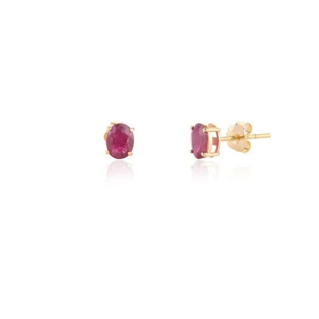18k Yellow Gold Ruby Birthstone Jewelry Set for Women- 4 Pieces, Pendant, Ring, Earrings For Sale - Image 11 of 17