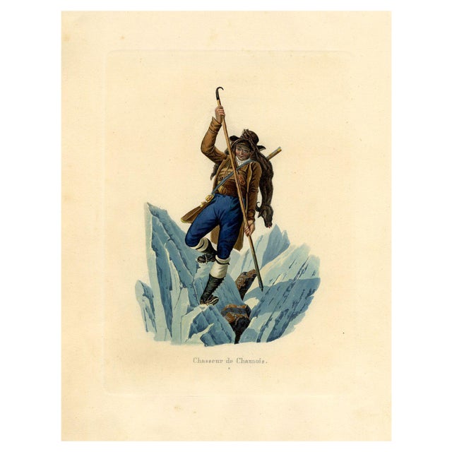Gabriel Lory Fils, Chasseur de Chamois (Hunter), Switzerland, 1820s, Aquatint Print For Sale