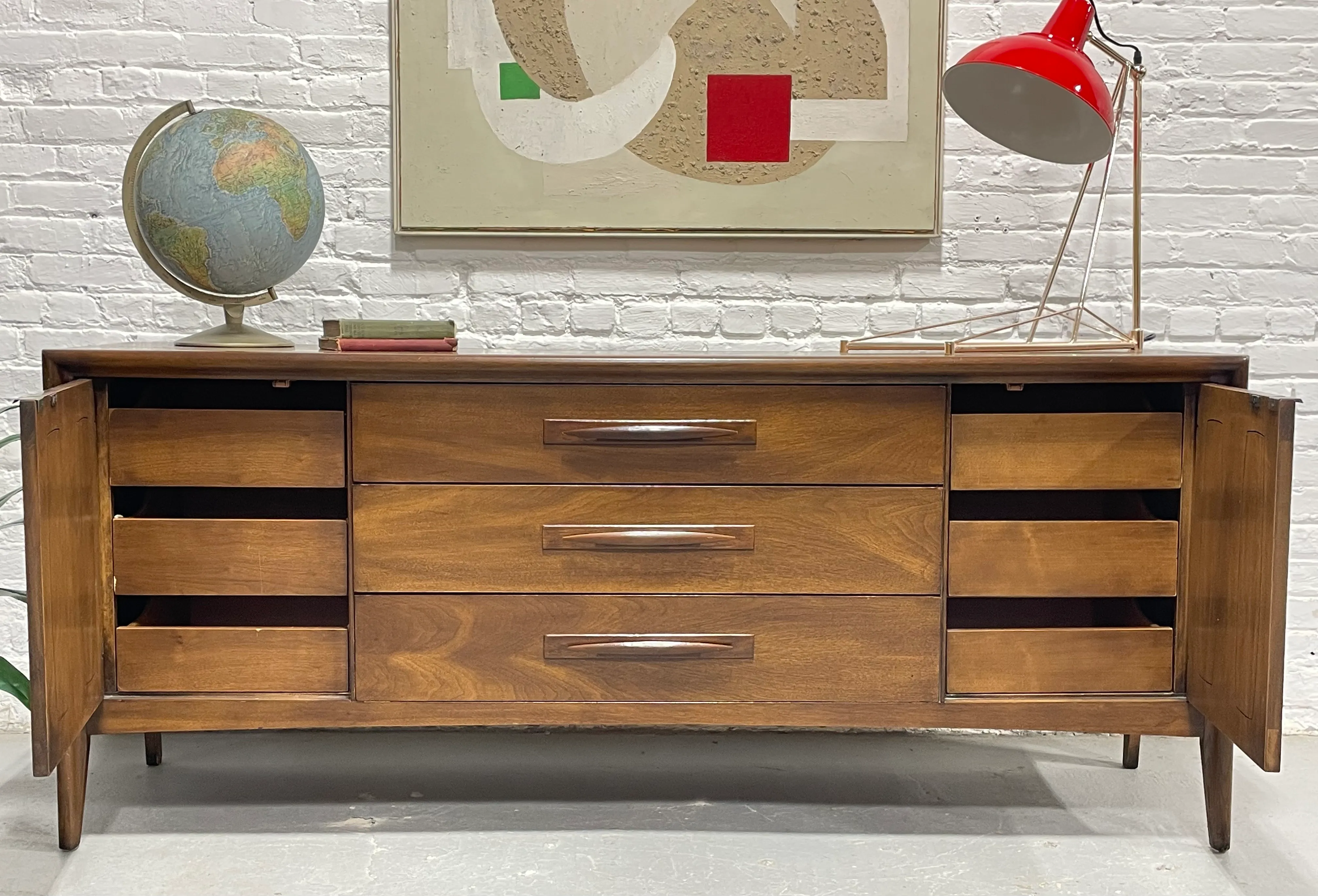 Mid Century Modern Walnut Credenza / Long Dresser by Broyhill Premier, C.  1960's | Chairish