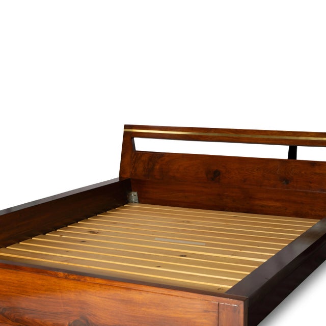 2020s Zaurak Contemporary Rosewood Finish Bed From Boston Mills (Queen) For Sale - Image 5 of 7