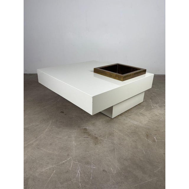 1960s Low Table with Copper Drink Holder Elegant 1960s vintage low table featuring a solid wooden structure with a refined...