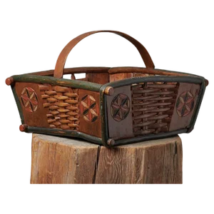 Northern Swedish Folk Art Handmade Basket, 1840s