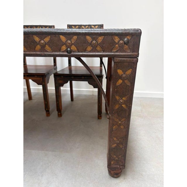 Antique Indian Dining Table and Chairs, Set of 6 For Sale - Image 4 of 6