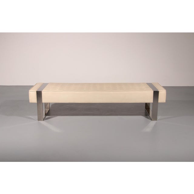 German Leather Bench with Chrome Base, 1980 For Sale - Image 13 of 13