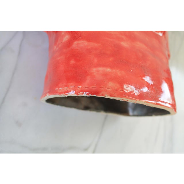 Red Studio Art Pottery Red T-Shirt Vase For Sale - Image 8 of 8