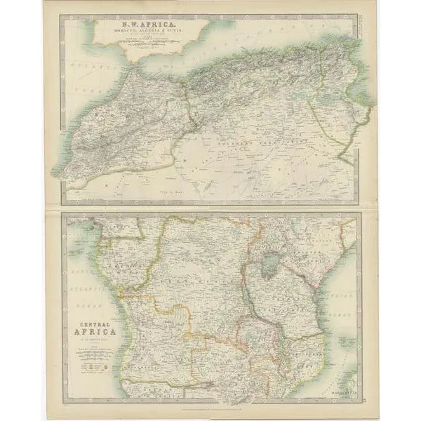 Antique map titled 'n.w. Africa & central africa'. Original antique map of n.w. Africa & central africa. This map...