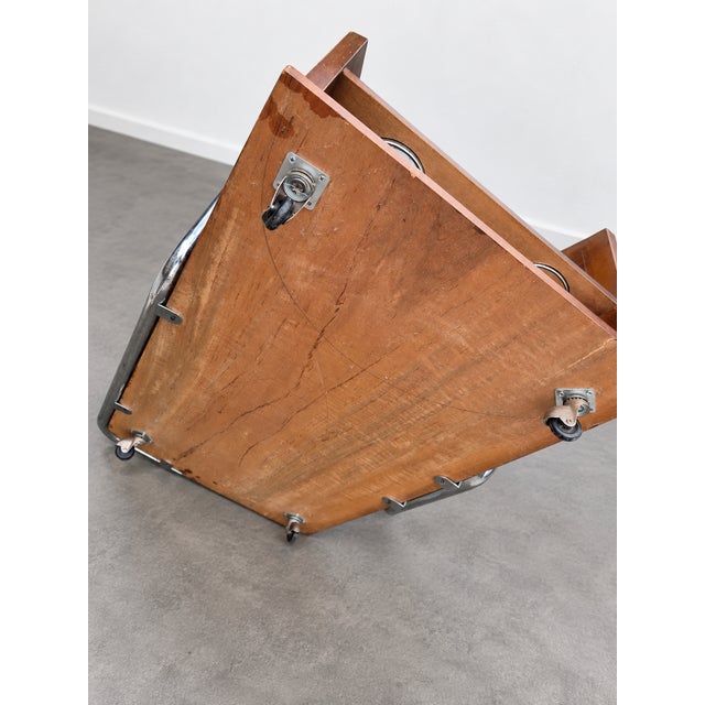 Vintage Italian Modernist Coffee Table in Smoked Glass, Steel, and Wood, 1970s For Sale - Image 6 of 10