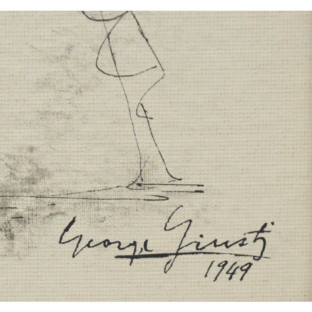 Figurative George Giusti "Seated Nude" Mixed Media Drawing 1949 For Sale - Image 3 of 6