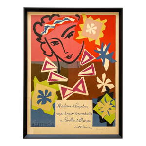 Henri Matisse Vintage 1951 Mourlot Fine Art Lithograph Print " Madame De Pompadour " Framed French Mid Century Modernist Paris Poster
