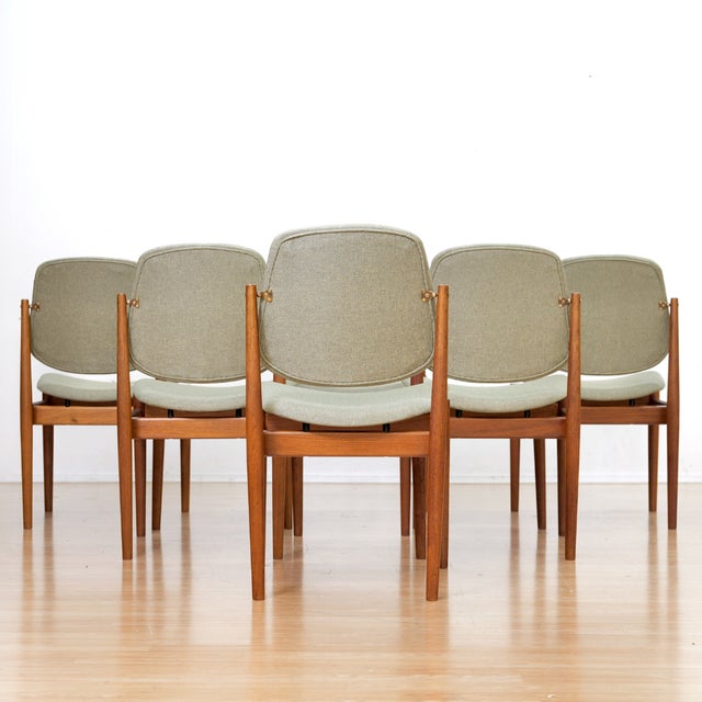 1960s Set of Six Danish Modern Model 203 Dining Chairs Arne Vodder for France & Son For Sale - Image 12 of 15