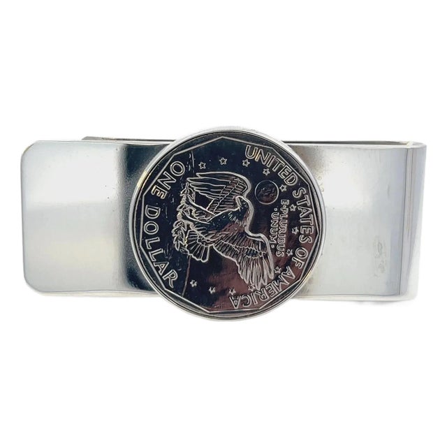 1990s Tiffany & Co Estate One Dollar Coin Money Clip Sterling Silver For Sale