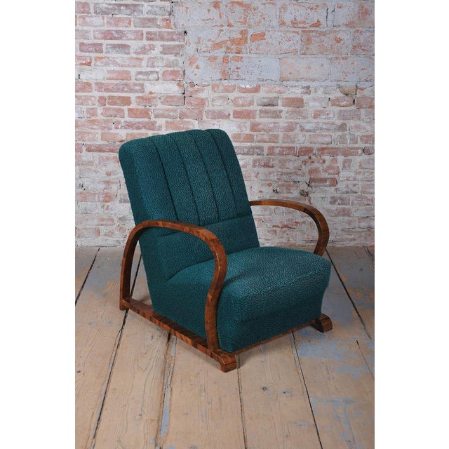 1920s Art Deco Armchair in Walnut and Fabric, Czech, 1920s For Sale - Image 5 of 10