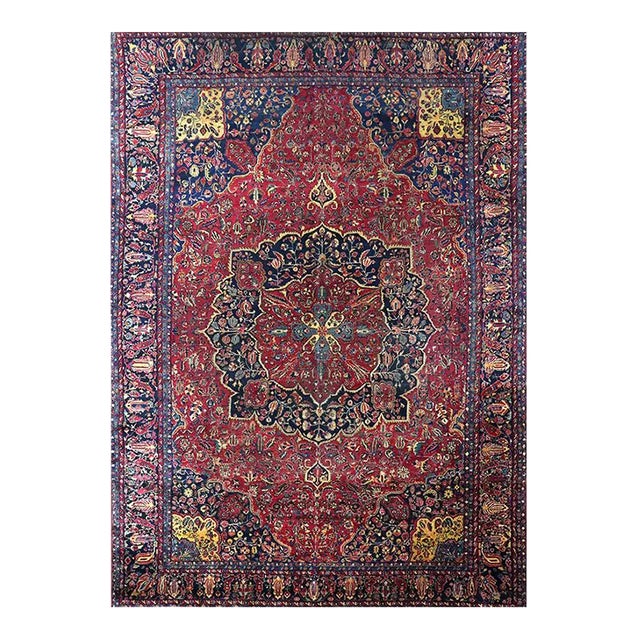 1920s Antique Persian Sarouk Area Rug 11’9″ X 16’4″ For Sale