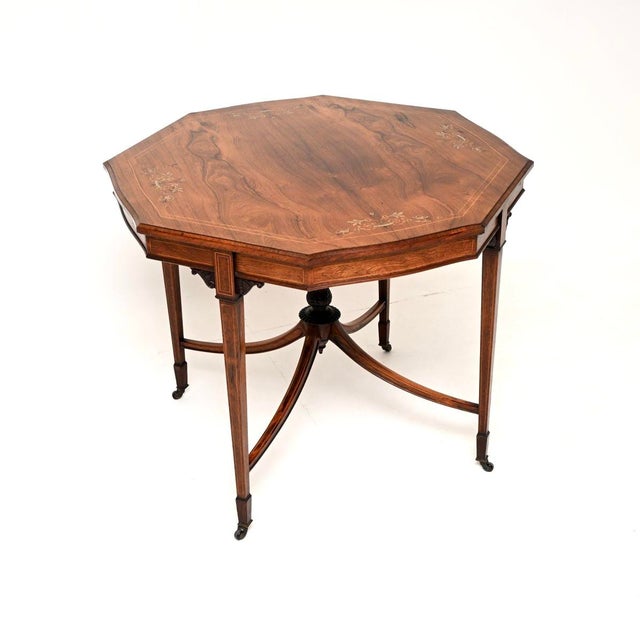Antique Edwardian Inlaid Octagonal Centre Table, 1890 For Sale - Image 9 of 9