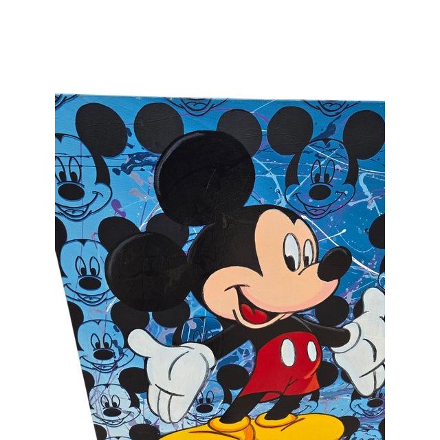 1990s Vintage Original Steve Kaufman Sak Double Mickey Mouse Pop Art Painting For Sale - Image 5 of 18