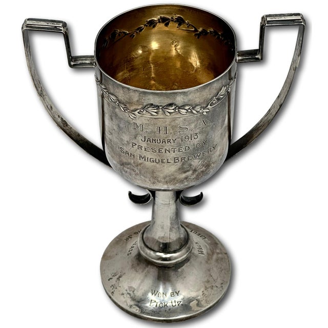 Outstanding Dated 1913 Completely Hand Made Sterling Silver San Miguel Brewery Sponser Horse Walk - Trot & Canter Class Trophy For Sale - Image 4 of 18