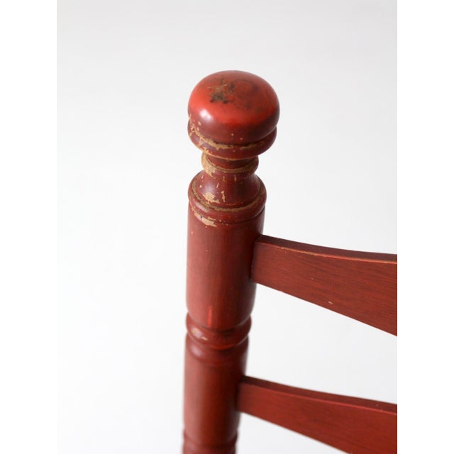 Red Vintage Red Ladder Back Rush Seat Chair For Sale - Image 8 of 18