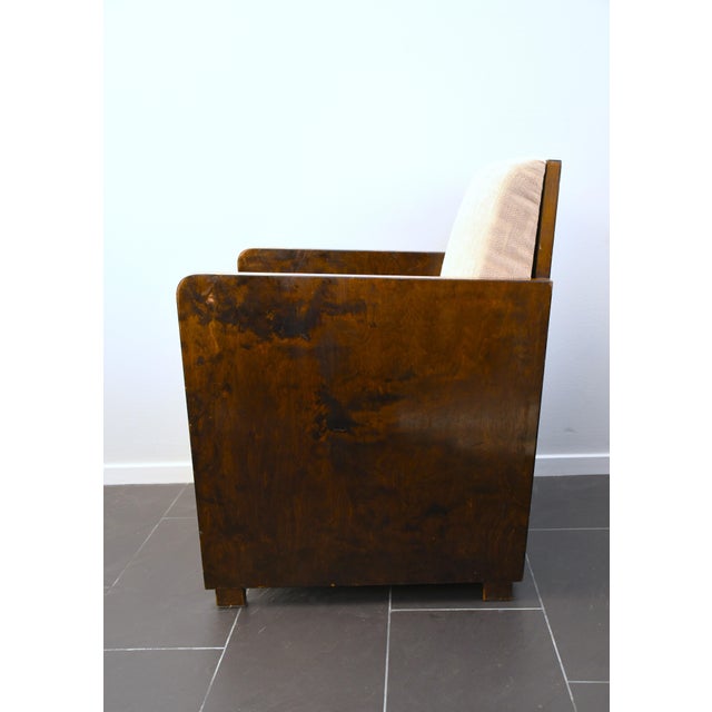 Swedish Grace Flamed Birch Lounge Chairs attributed to Axel Larsson for Bodafors, Late 1920s, Set of 2 For Sale - Image 6 of 9