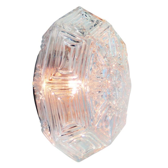 Mid-Century octagon wall or ceiling lamp. Metal base with clear glass. 1960-1970 This piece has an attribution mark, I am...