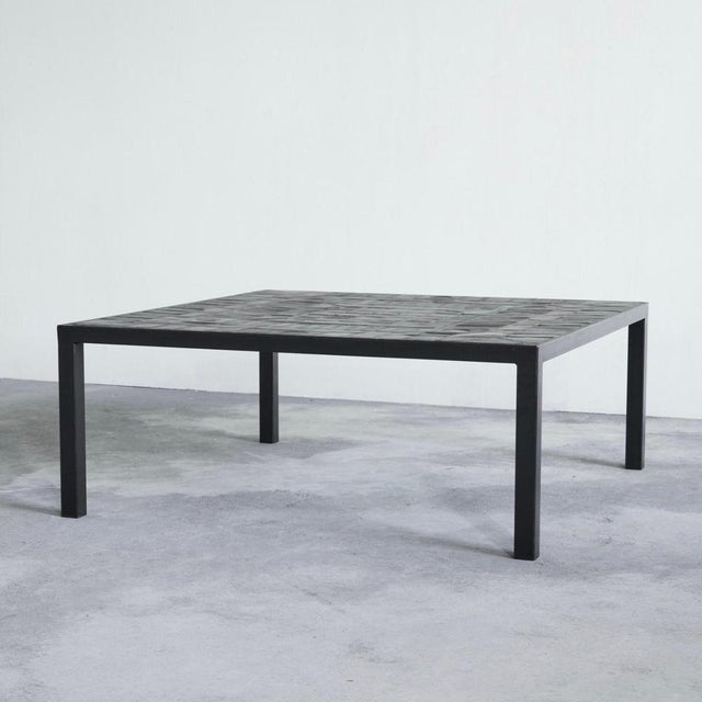 1950s Handmade Coffee Table in Metal with Ceramic Tiles, Belgium, 1960s For Sale - Image 5 of 10