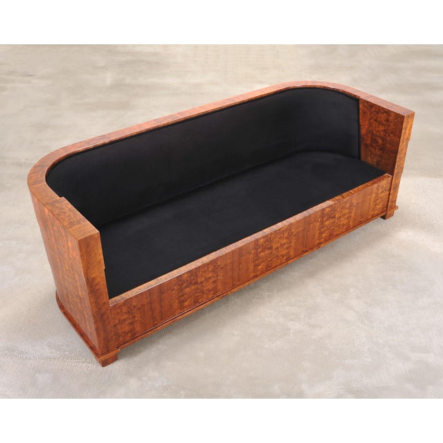 Leon Rosen Art Deco Style Burlwood Waterfall Sofa Settee For Sale - Image 10 of 18