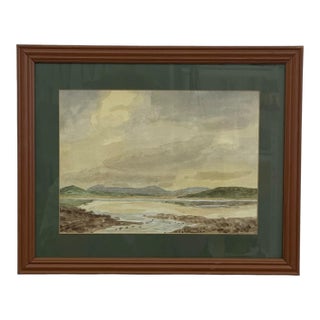 Vintage Framed Coastal Landscape Watercolor by Leonard Tyler, British Seascape Painting For Sale