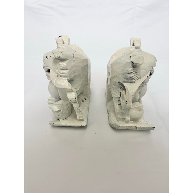 Vintage Hand-Carved Chinese Wooden Foo Dog Guardians – A Pair For Sale - Image 10 of 11